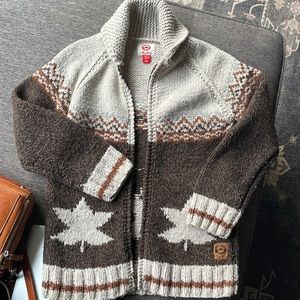 Roots wool-blend thick cardigan sweater. Kids size xl